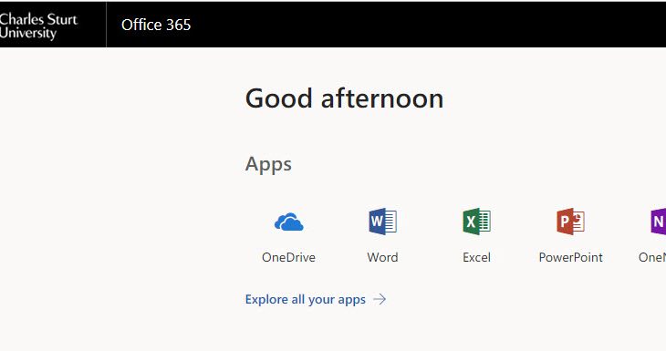 Screenshot of CSU Office 365 page with Apps displayed