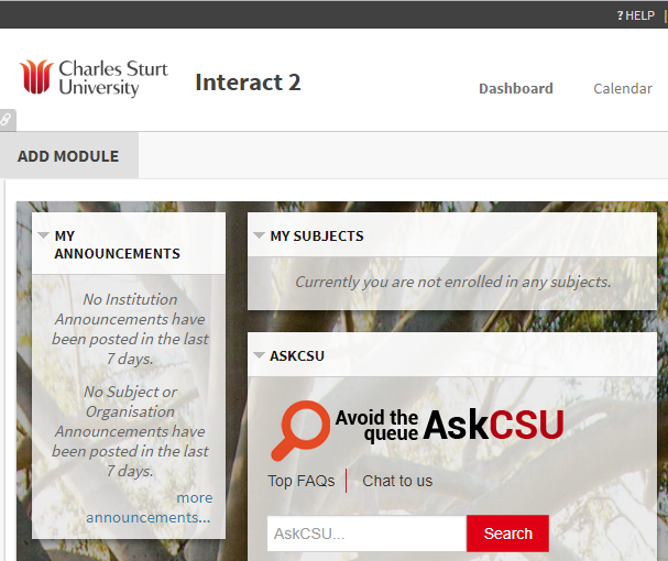 Screenshot of Interact 2 dashboard