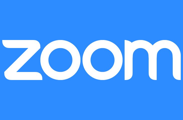 Blue background white text saying zoom